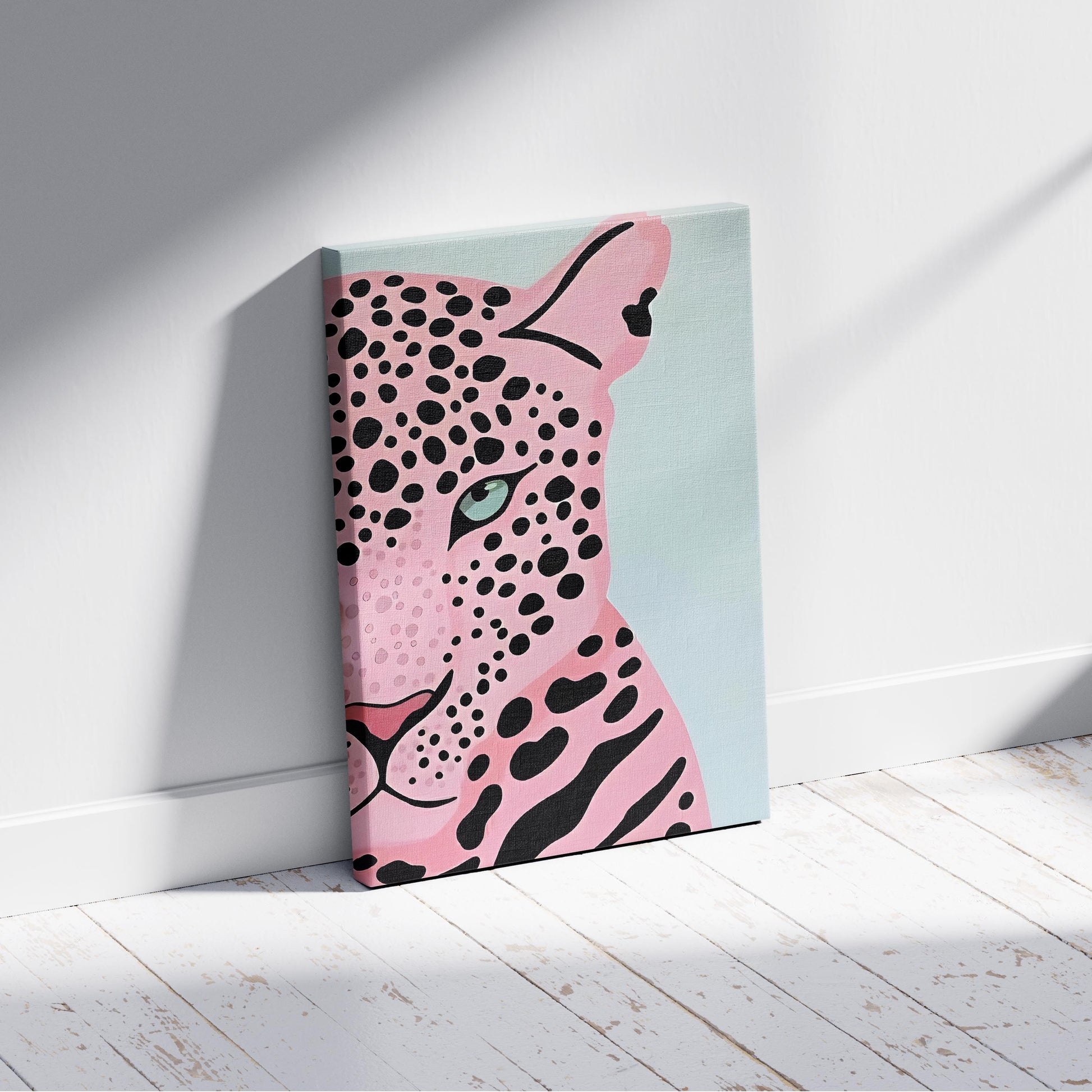Pink Panther's Fierce Gaze - Framed Canvas Wall Art Print - House Prints
