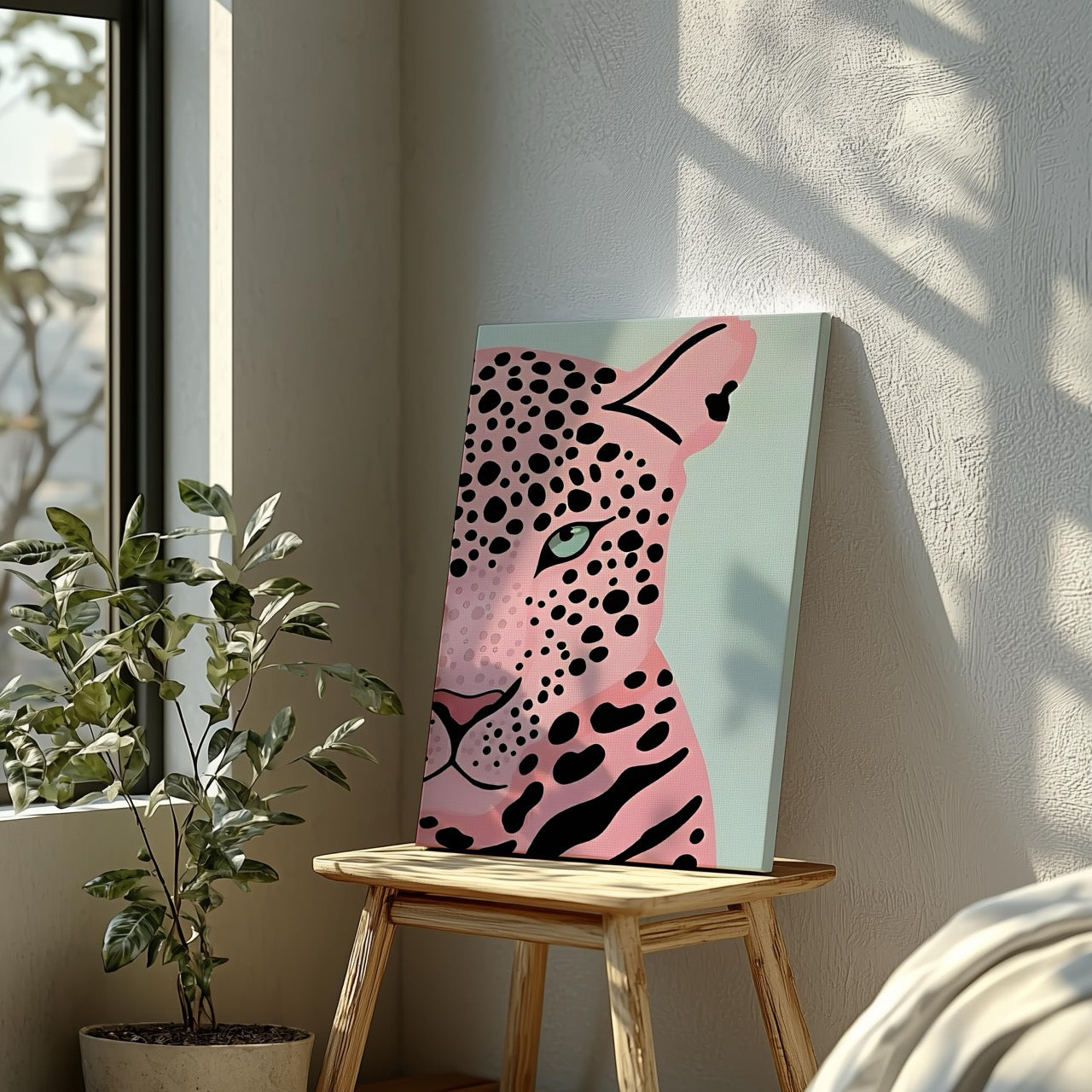 Pink Panther's Fierce Gaze - Framed Canvas Wall Art Print - House Prints