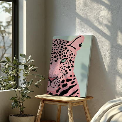 Pink Panther's Fierce Gaze - Framed Canvas Wall Art Print - House Prints