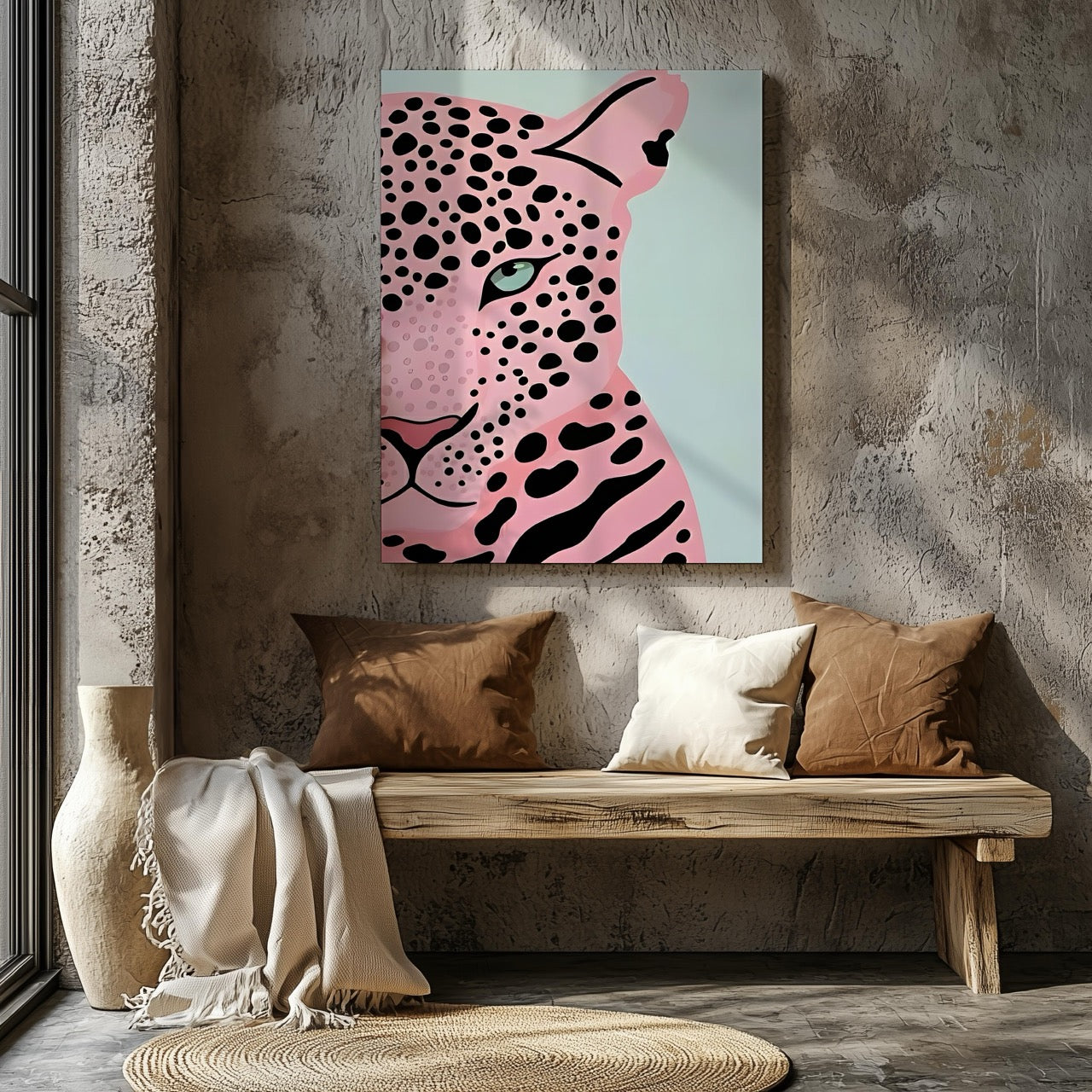 Pink Panther's Fierce Gaze - Framed Canvas Wall Art Print - House Prints