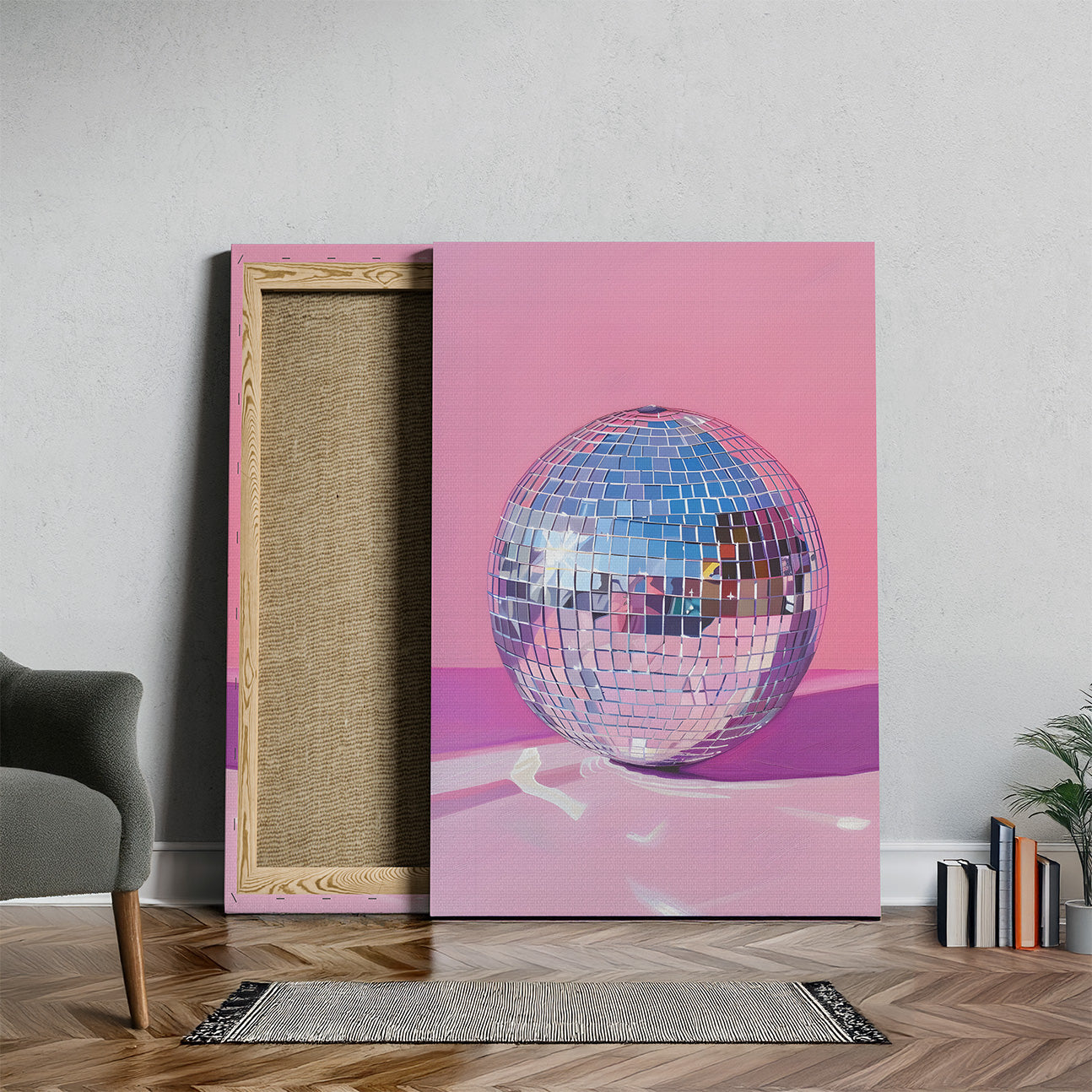 Pink Party Disco Ball Reflections - Framed Canvas Wall Art Print | House Prints