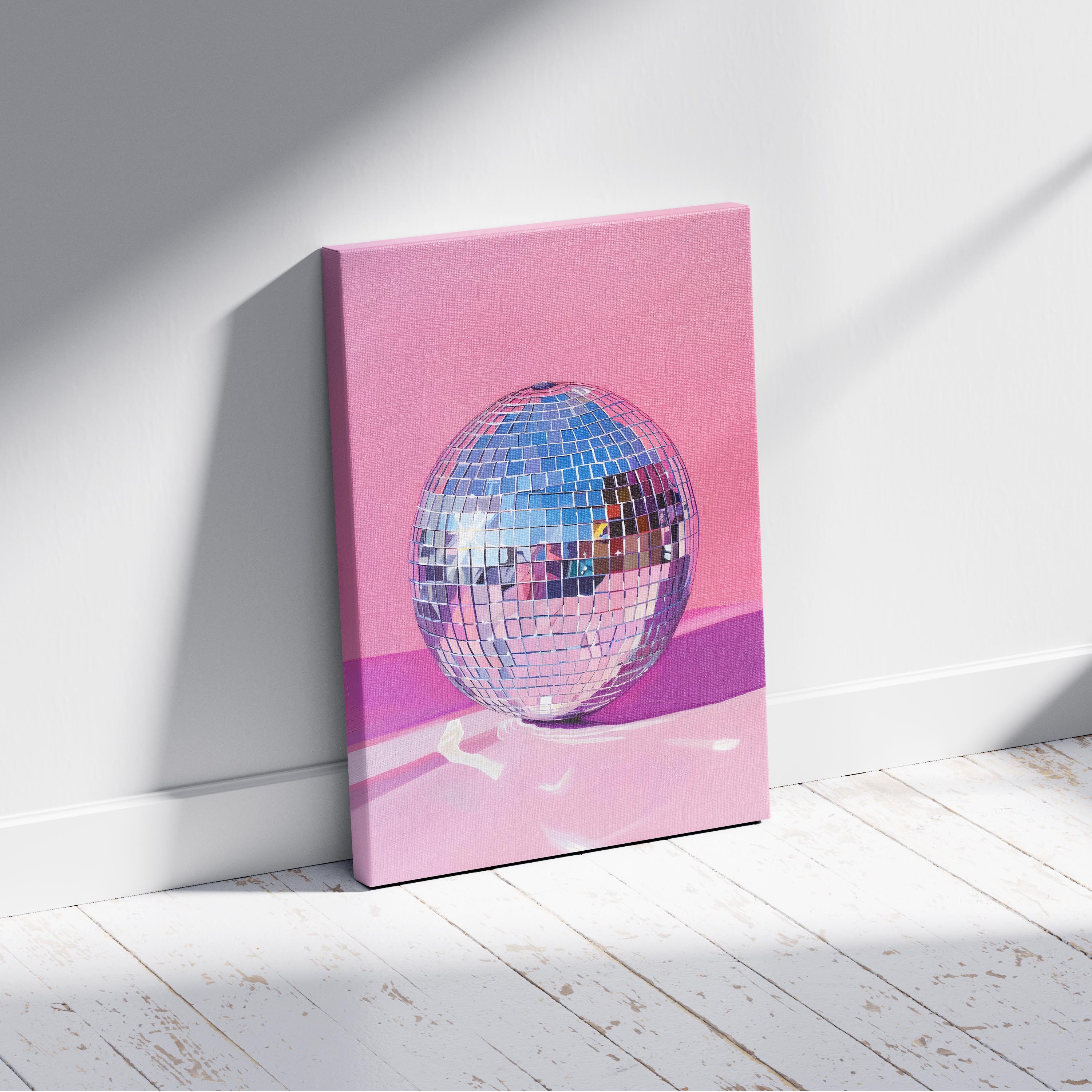 Pink Party Disco Ball Reflections - Framed Canvas Wall Art Print | House Prints