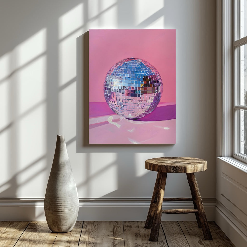 Pink Party Disco Ball Reflections - Framed Canvas Wall Art Print | House Prints