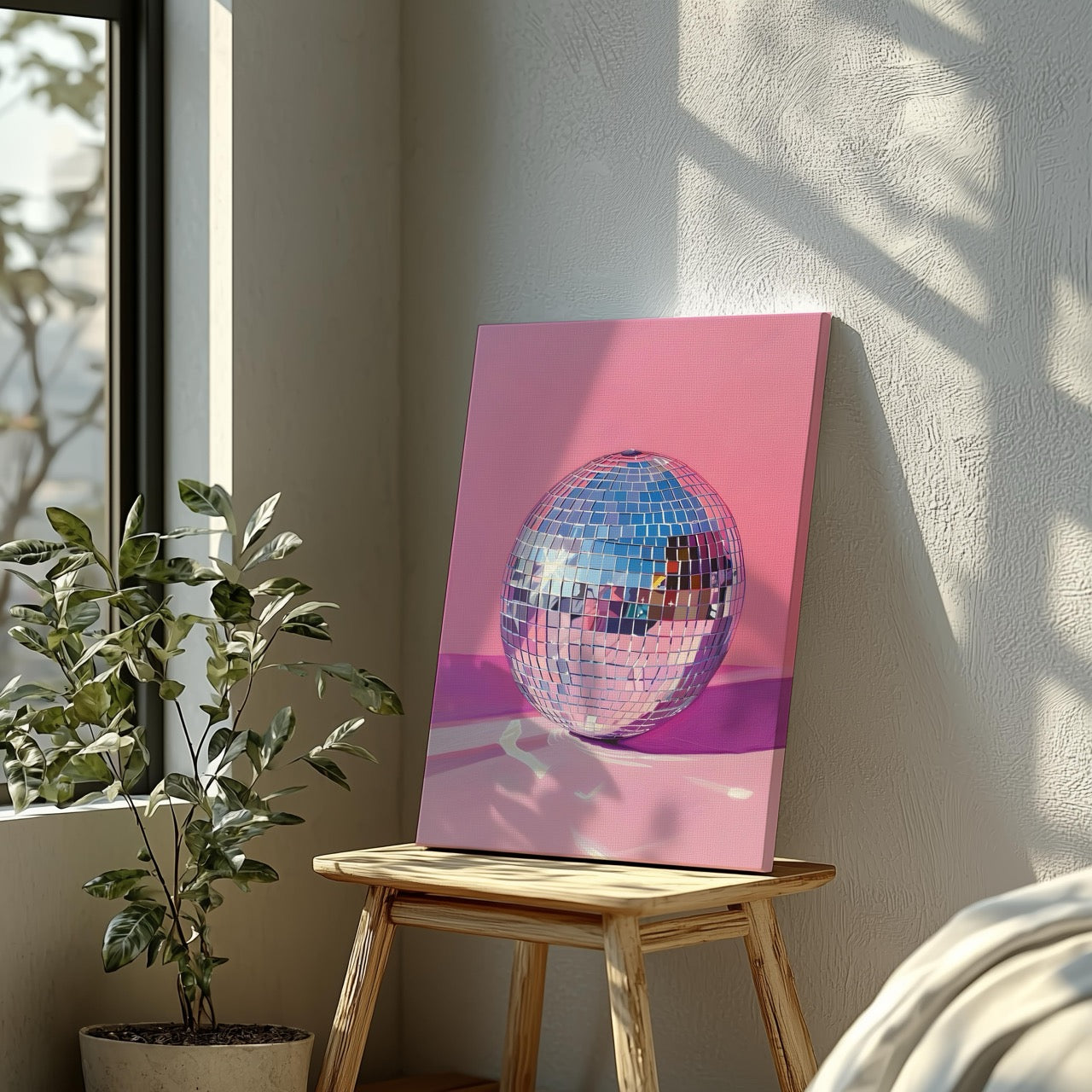 Pink Party Disco Ball Reflections - Framed Canvas Wall Art Print | House Prints