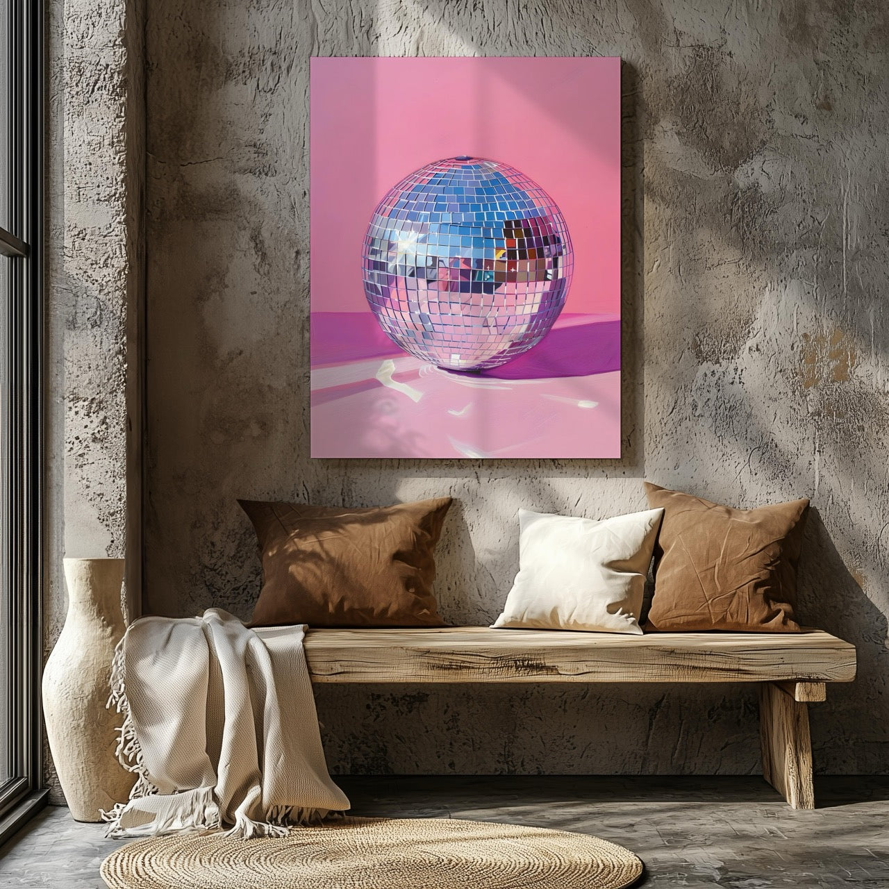 Pink Party Disco Ball Reflections - Framed Canvas Wall Art Print | House Prints
