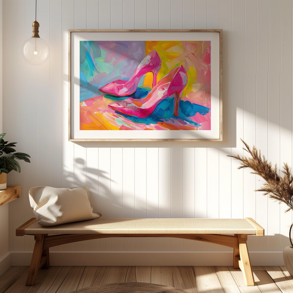Vibrant Abstract Pink Heels - Rolled Poster Wall Art Print | House Prints