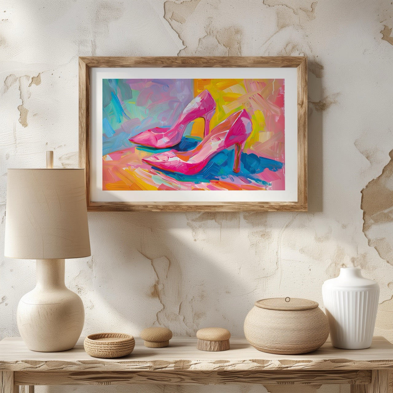 Vibrant Abstract Pink Heels - Rolled Poster Wall Art Print | House Prints