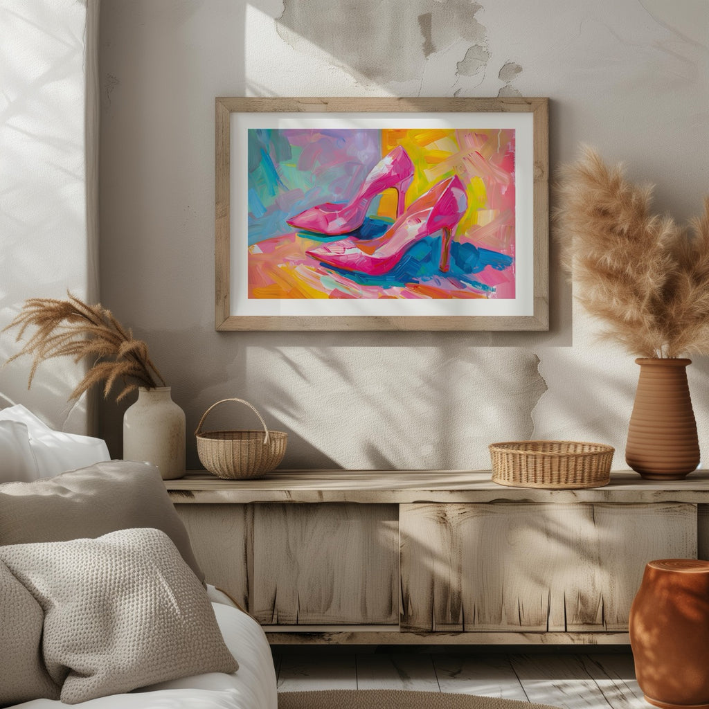 Vibrant Abstract Pink Heels - Rolled Poster Wall Art Print | House Prints