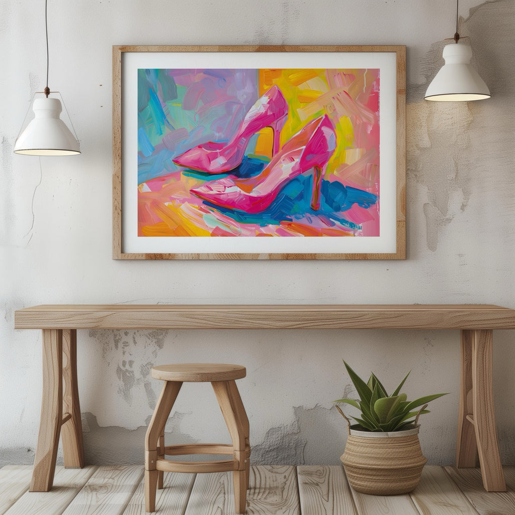 Vibrant Abstract Pink Heels - Rolled Poster Wall Art Print | House Prints