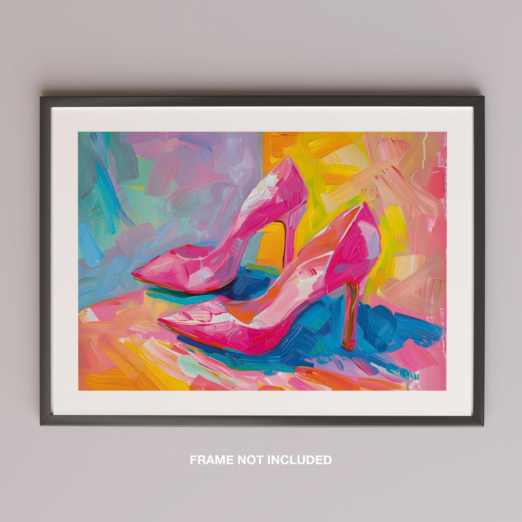 Vibrant Abstract Pink Heels - Rolled Poster Wall Art Print | House Prints