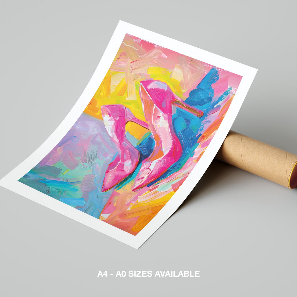 Vibrant Abstract Pink Heels - Rolled Poster Wall Art Print | House Prints