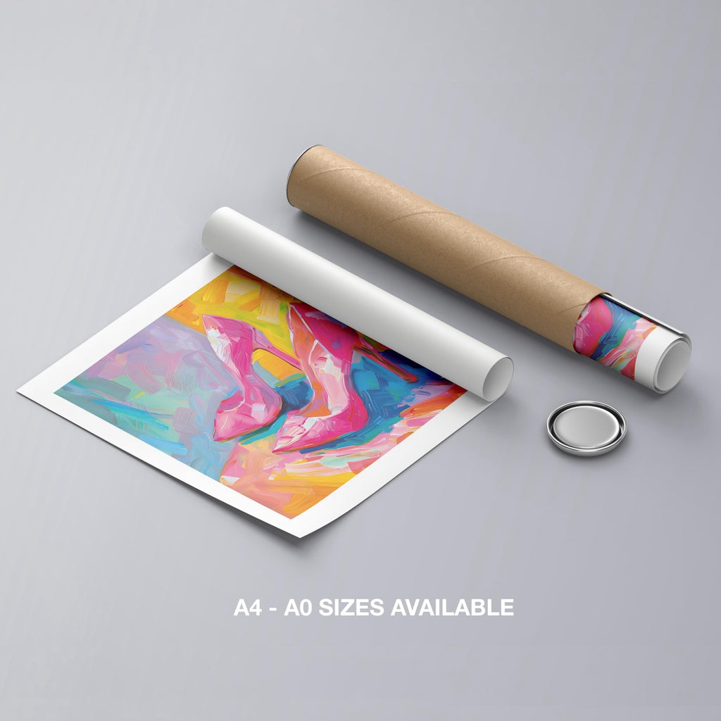 Vibrant Abstract Pink Heels - Rolled Poster Wall Art Print | House Prints