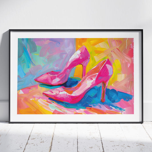 Vibrant Abstract Pink Heels - Rolled Poster Wall Art Print - House Prints