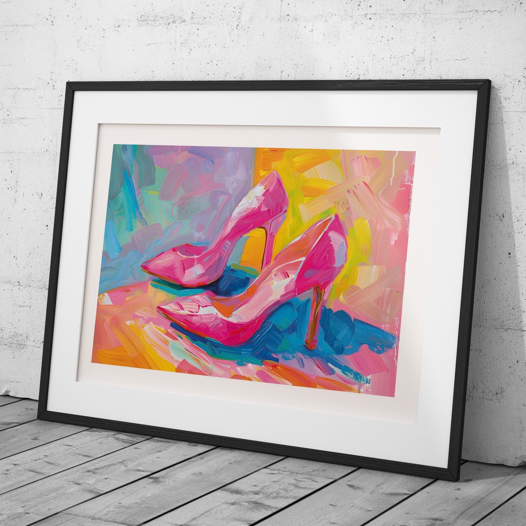 Vibrant Abstract Pink Heels - Rolled Poster Wall Art Print | House Prints