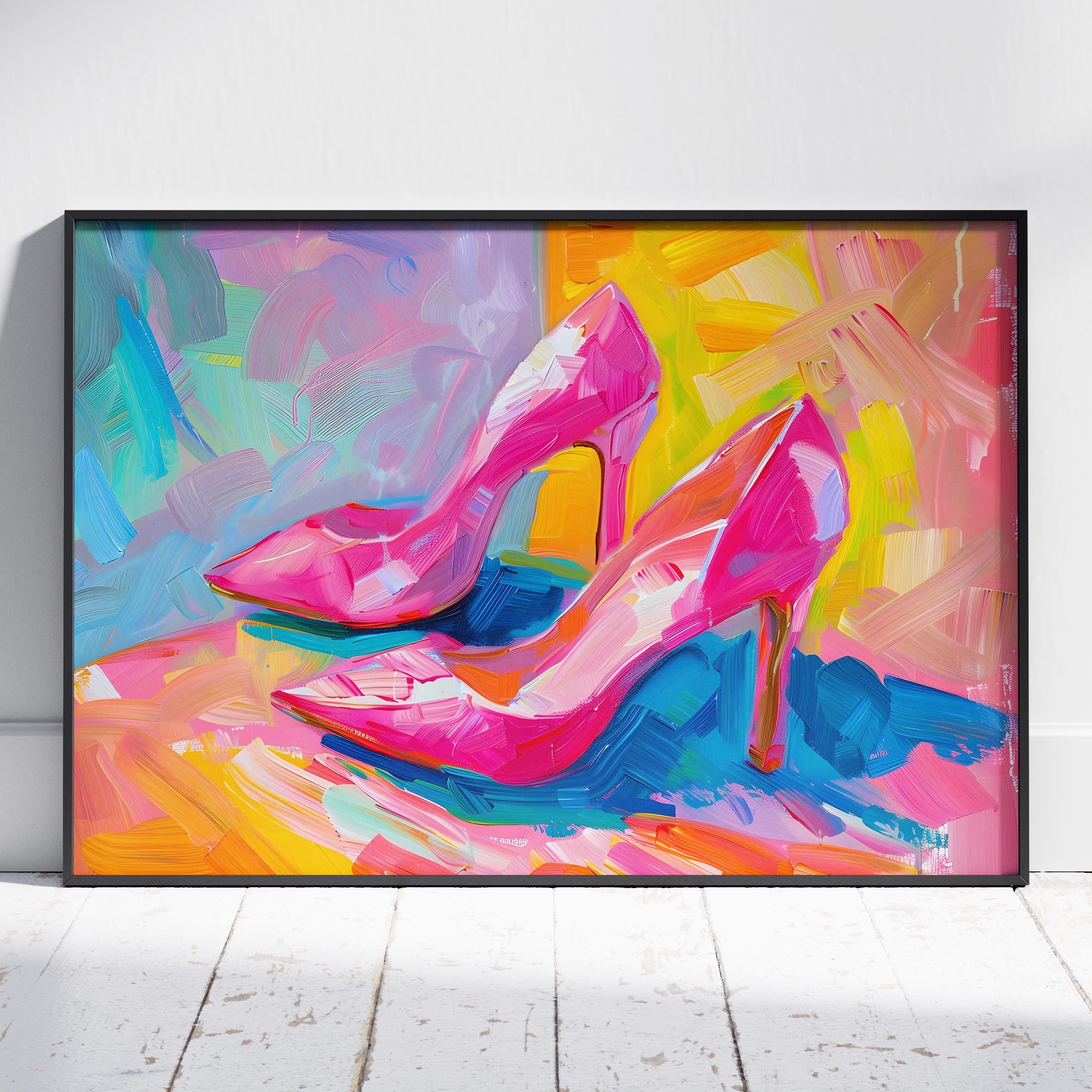 Vibrant Abstract Pink Heels - Rolled Poster Wall Art Print | House Prints