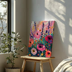 Vibrant Wildflower Pink Garden Bliss - Framed Canvas Wall Art Print | House Prints