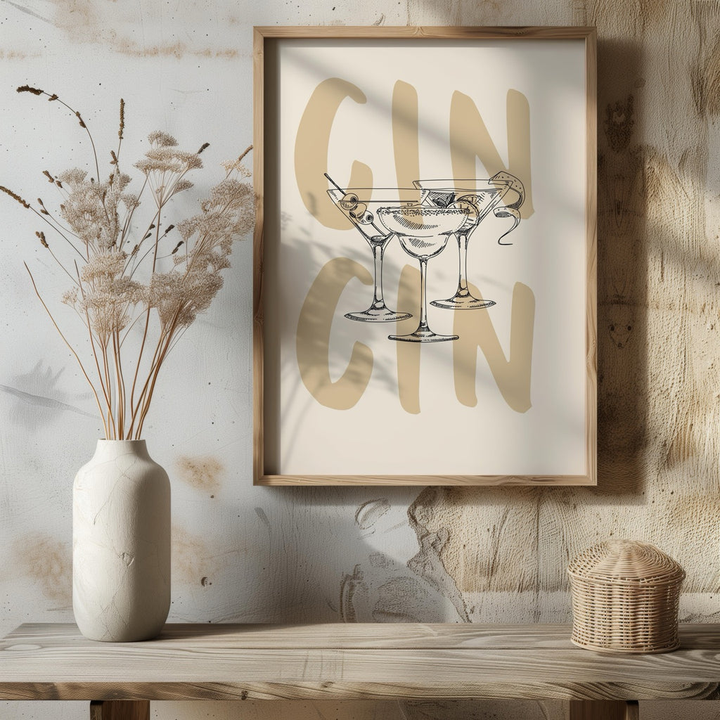 Cheers to Gin & Elegant Cocktails - Rolled Poster Wall Art Print