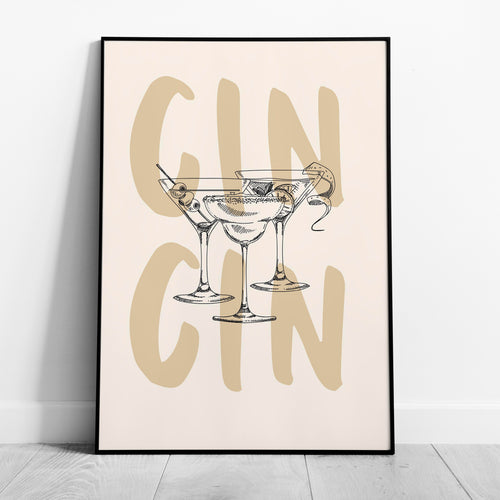 Cheers to Gin & Elegant Cocktails - Rolled Poster Wall Art Print