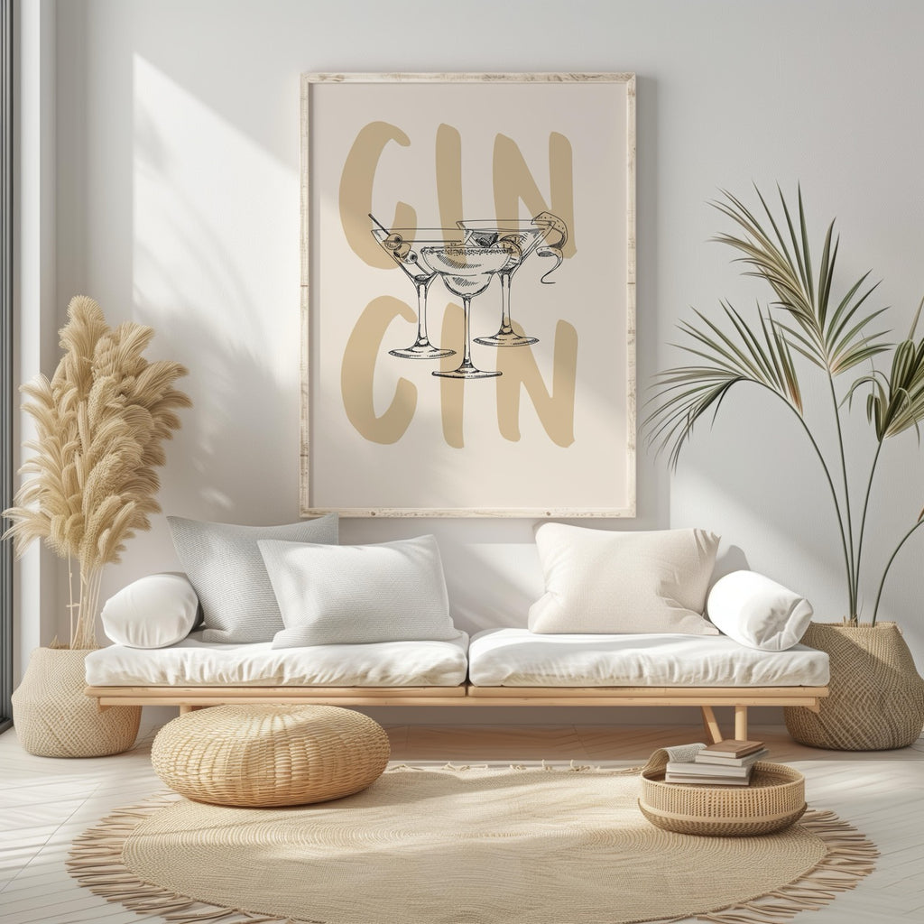 Cheers to Gin & Elegant Cocktails - Rolled Poster Wall Art Print