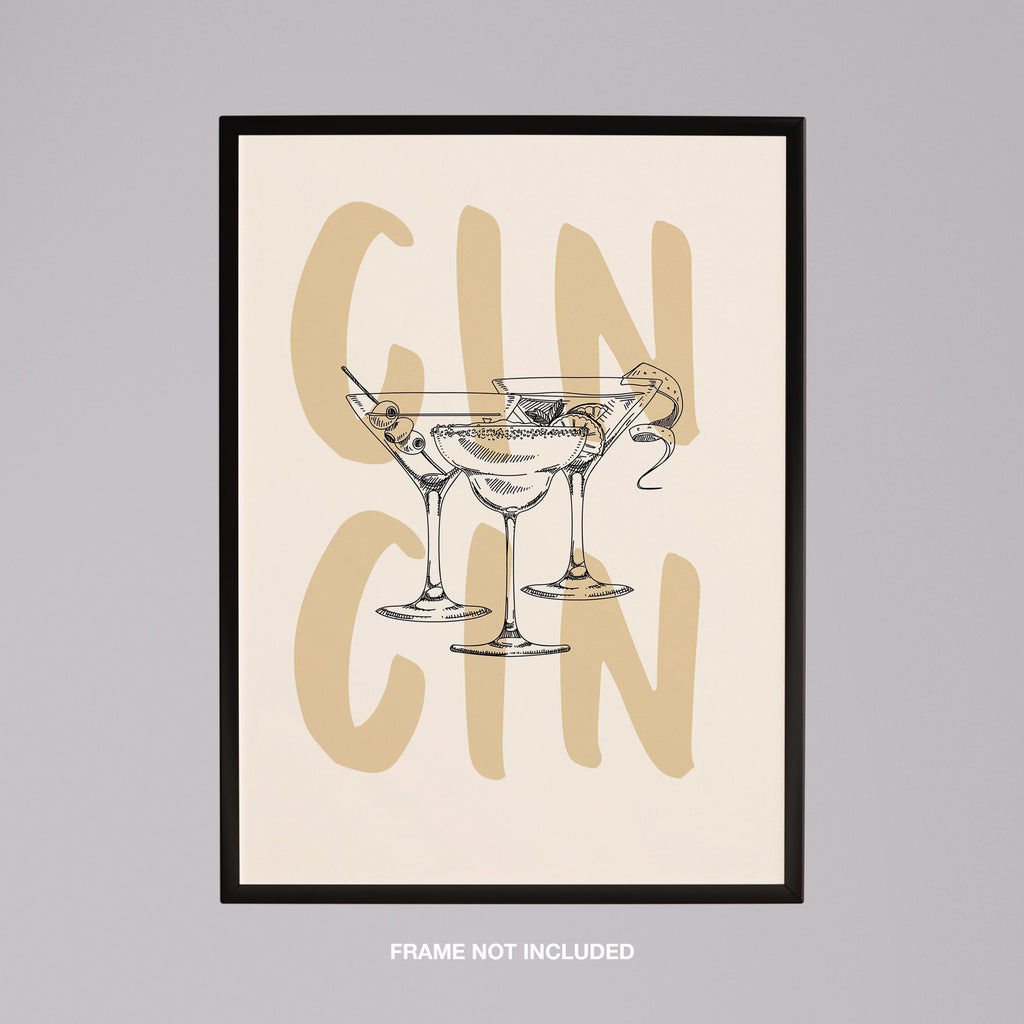 Cheers to Gin & Elegant Cocktails - Rolled Poster Wall Art Print