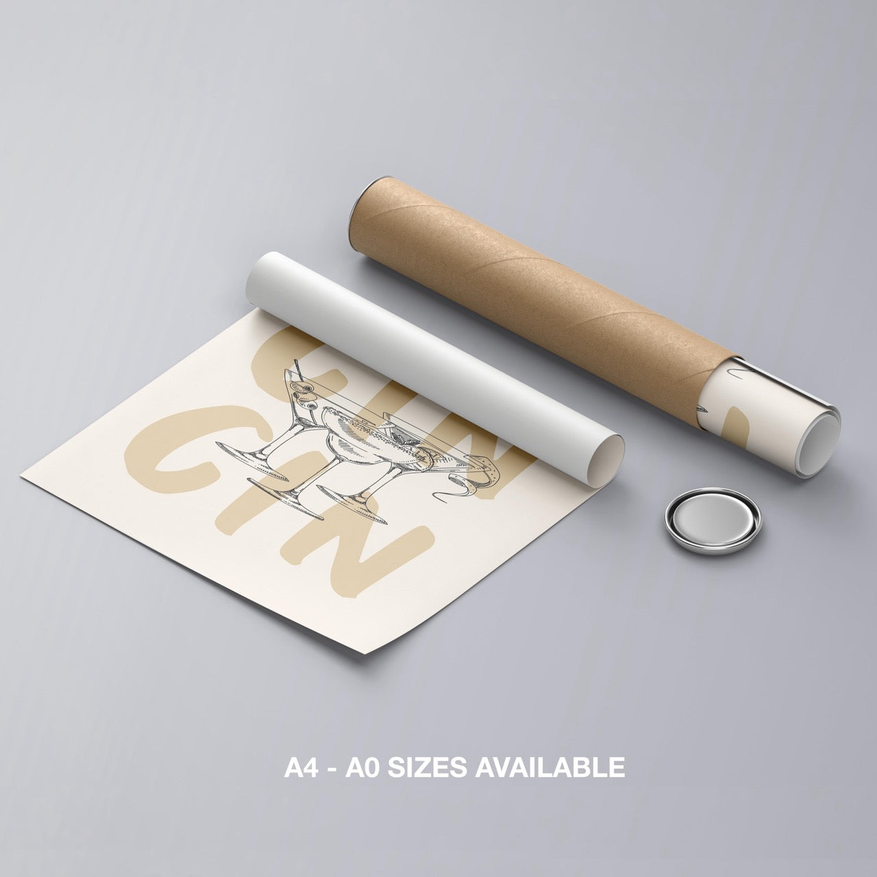 Cheers to Gin & Elegant Cocktails - Rolled Poster Wall Art Print