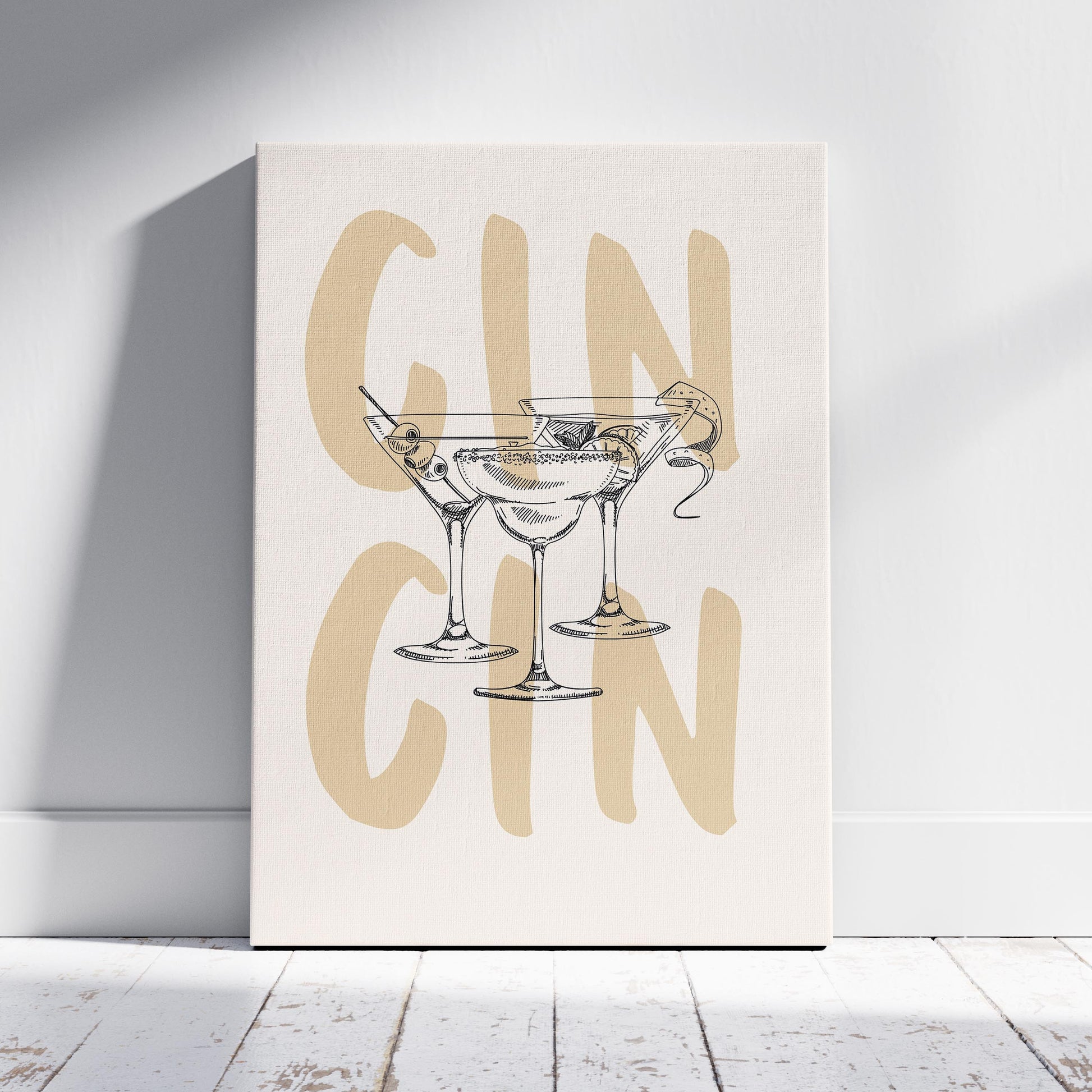 Cheers to Gin & Elegant Cocktails - Framed Canvas Wall Art Print - House Prints