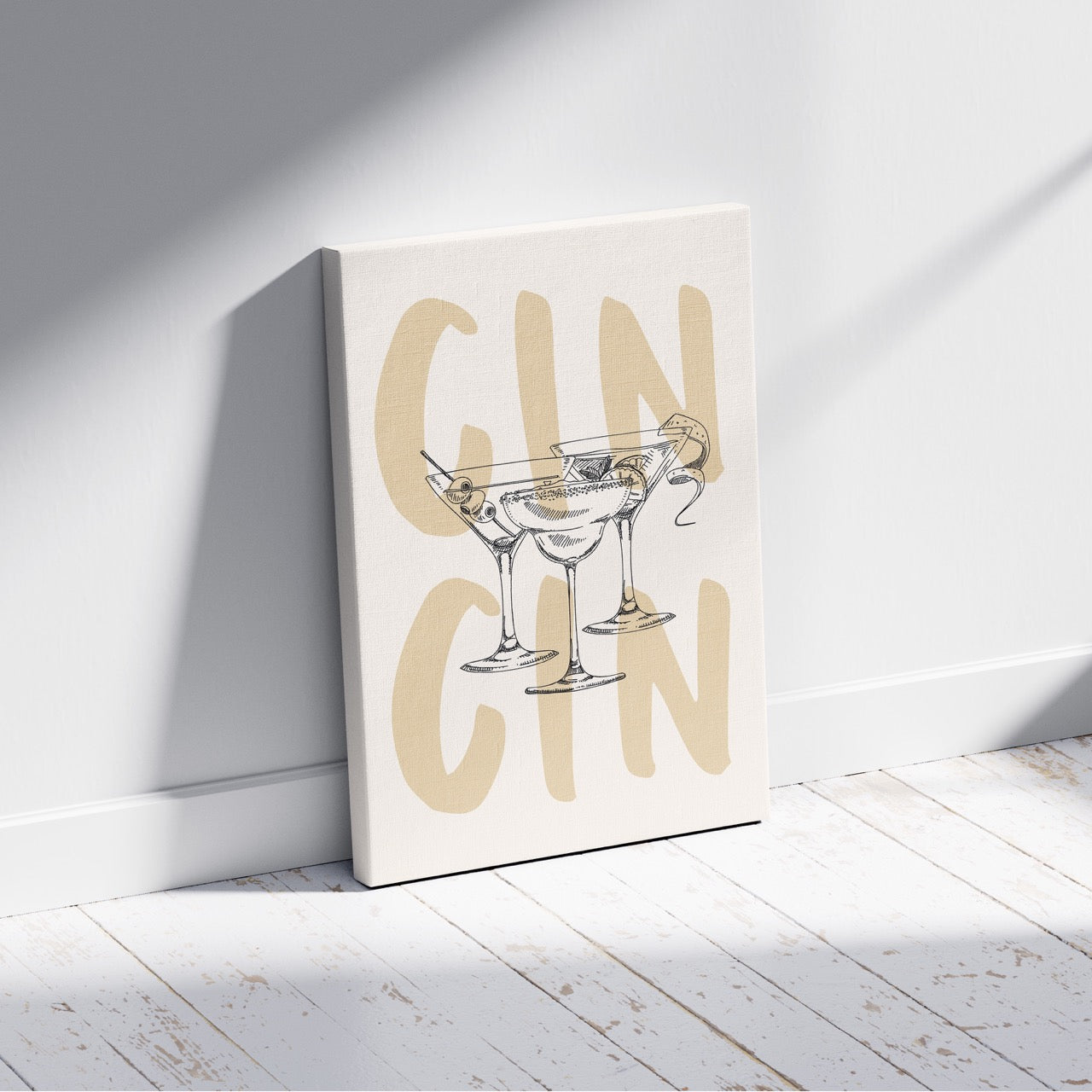 Cheers to Gin & Elegant Cocktails - Framed Canvas Wall Art Print - House Prints