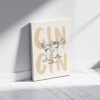 Cheers to Gin & Elegant Cocktails - Framed Canvas Wall Art Print - House Prints