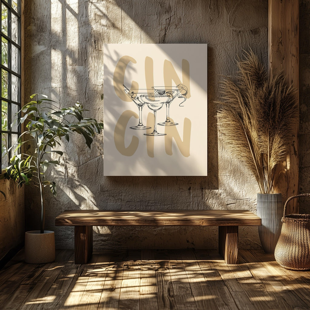 Cheers to Gin & Elegant Cocktails - Framed Canvas Wall Art Print | House Prints