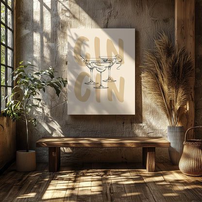 Cheers to Gin & Elegant Cocktails - Framed Canvas Wall Art Print - House Prints
