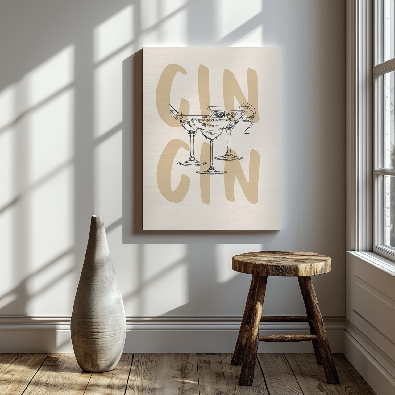 Cheers to Gin & Elegant Cocktails - Framed Canvas Wall Art Print - House Prints