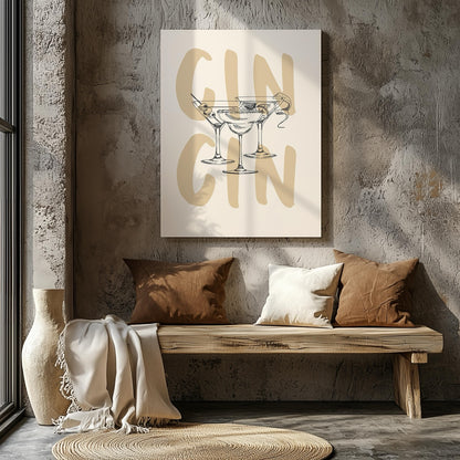 Cheers to Gin & Elegant Cocktails - Framed Canvas Wall Art Print - House Prints