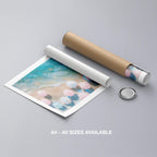 Pastel Beach Umbrellas and Blue Sea - Rolled Poster Wall Art Print | House Prints
