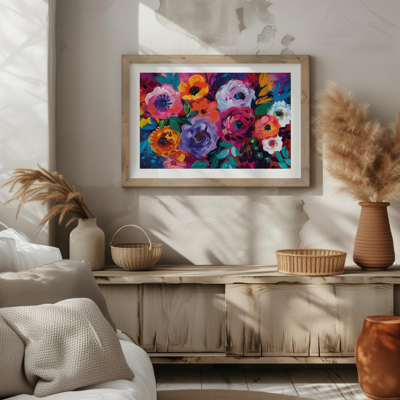 Bold Blooms in Vivid Hues - Rolled Poster Wall Art Print | House Prints