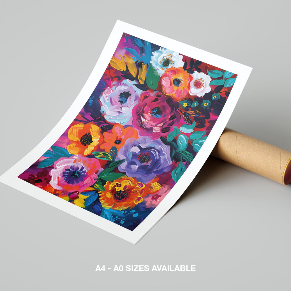 Bold Blooms in Vivid Hues - Rolled Poster Wall Art Print | House Prints