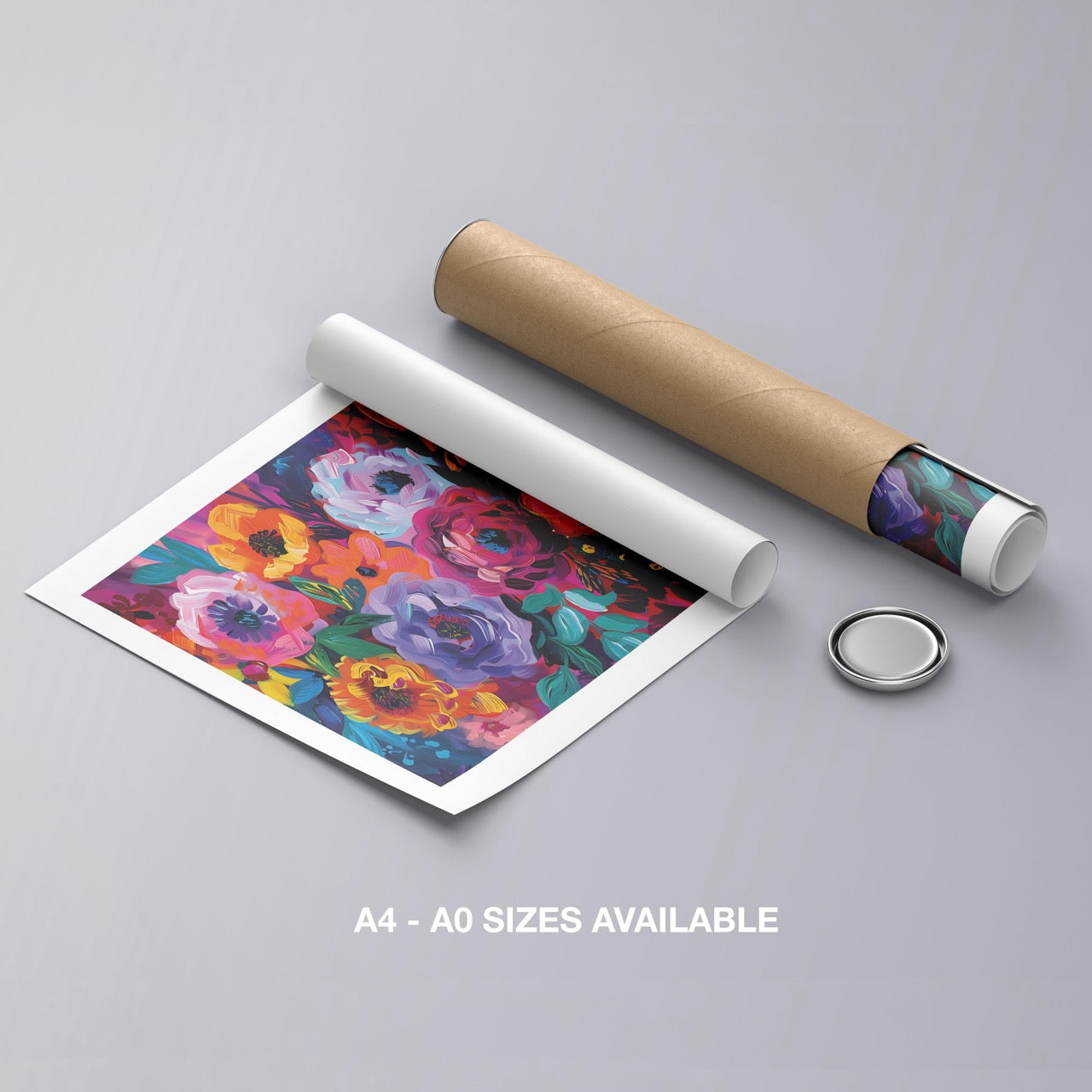 Bold Blooms in Vivid Hues - Rolled Poster Wall Art Print | House Prints