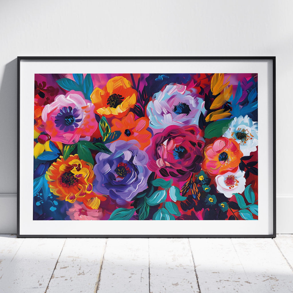 Bold Blooms in Vivid Hues - Rolled Poster Wall Art Print | House Prints