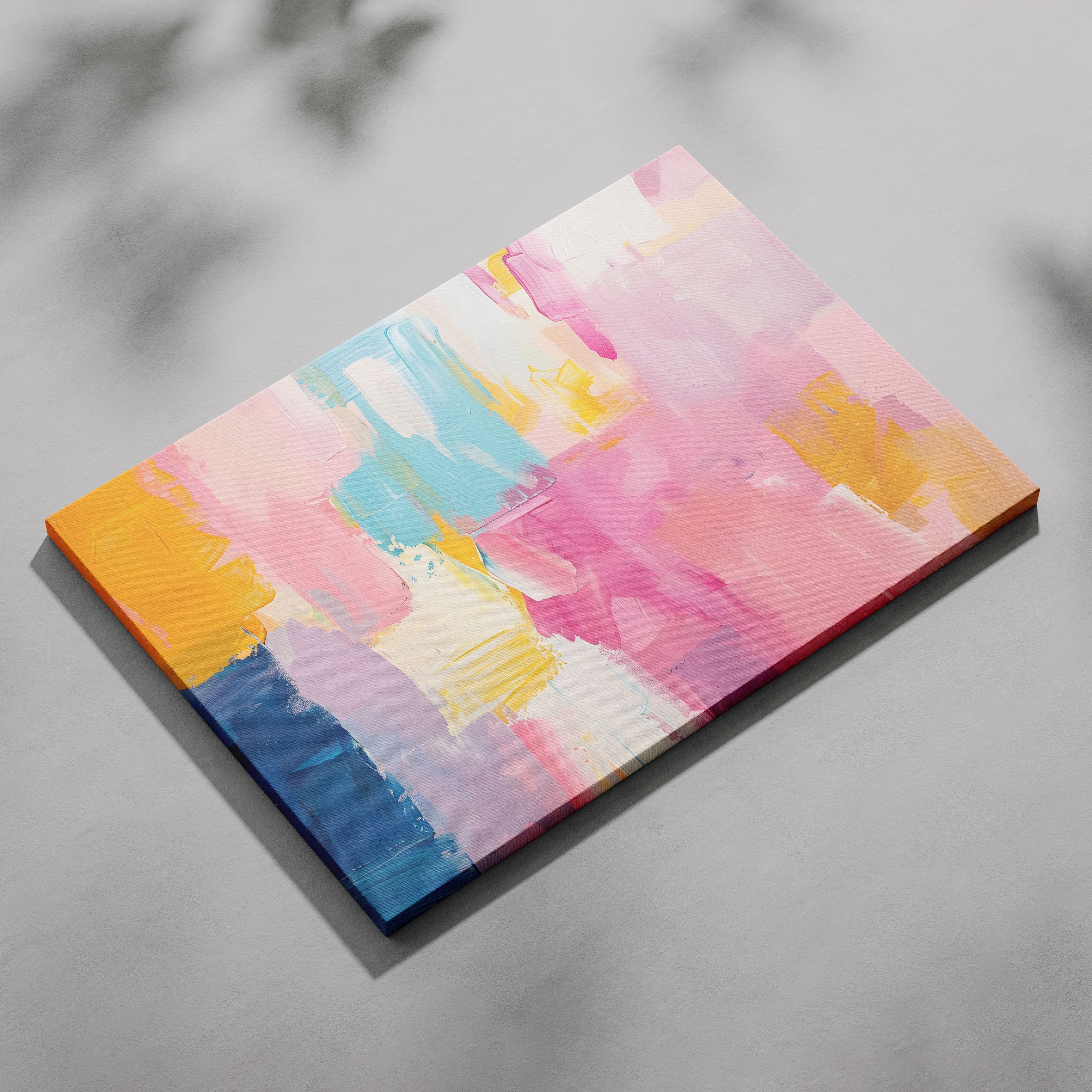 Colourful Abstract Pink Brushstrokes - Framed Canvas Wall Art Print | House Prints