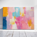 Colourful Abstract Pink Brushstrokes - Framed Canvas Wall Art Print | House Prints