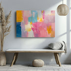 Colourful Abstract Pink Brushstrokes - Framed Canvas Wall Art Print | House Prints