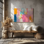 Colourful Abstract Pink Brushstrokes - Framed Canvas Wall Art Print | House Prints