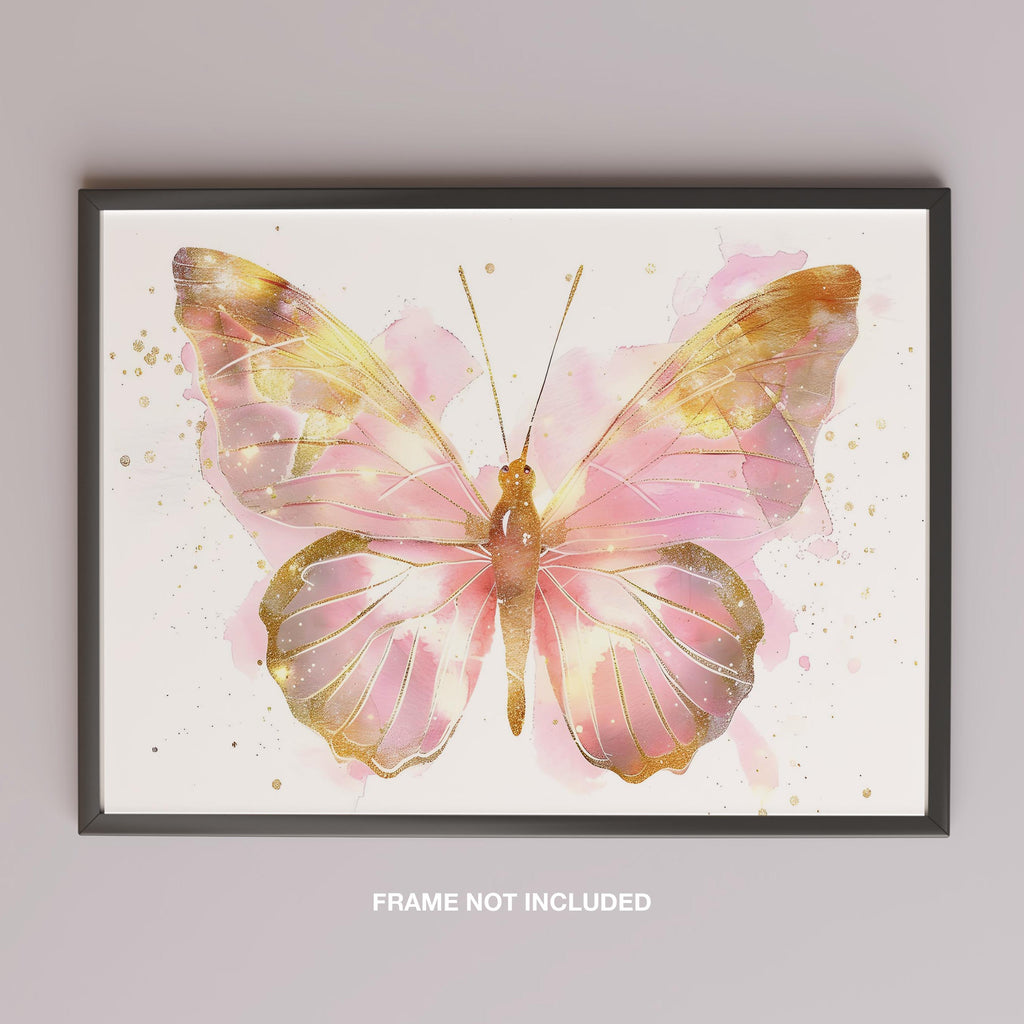 Golden Pink Blush Spring Butterfly - Rolled Poster Wall Art Print | House Prints