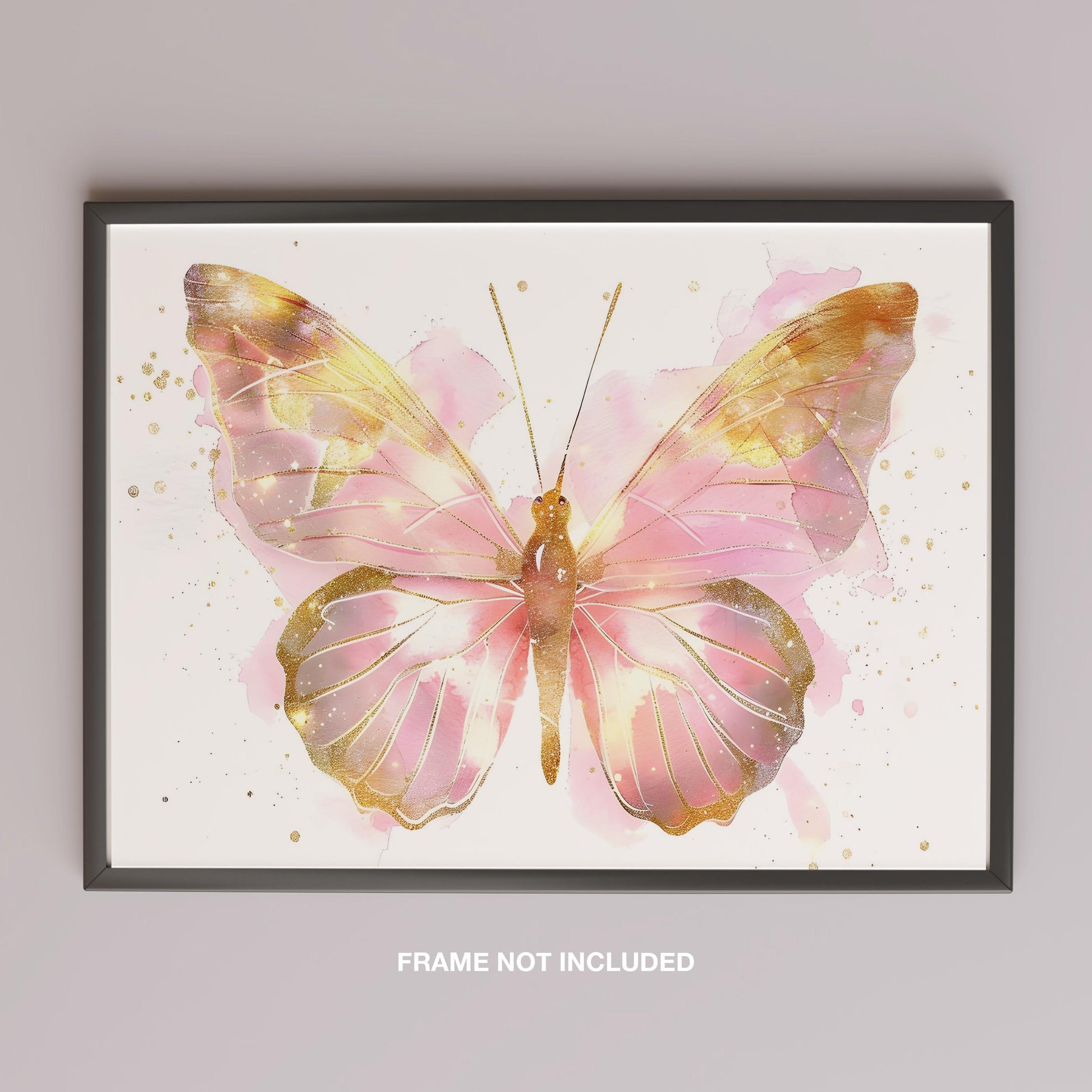Golden Pink Blush Spring Butterfly - Rolled Poster Wall Art Print - House Prints