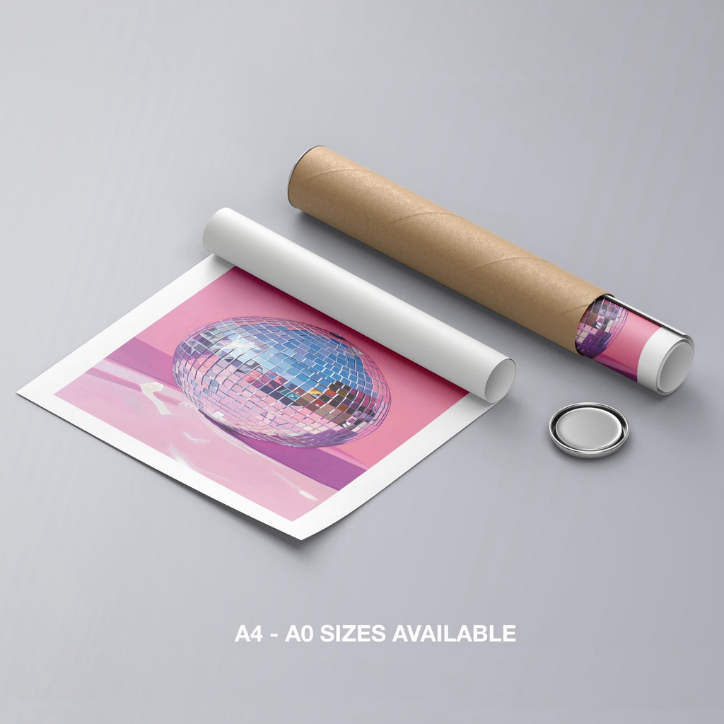 Pink Party Disco Ball Reflections - Rolled Poster Wall Art Print