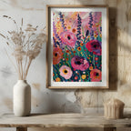 Vibrant Wildflower Pink Garden Bliss - Rolled Poster Wall Art Print | House Prints