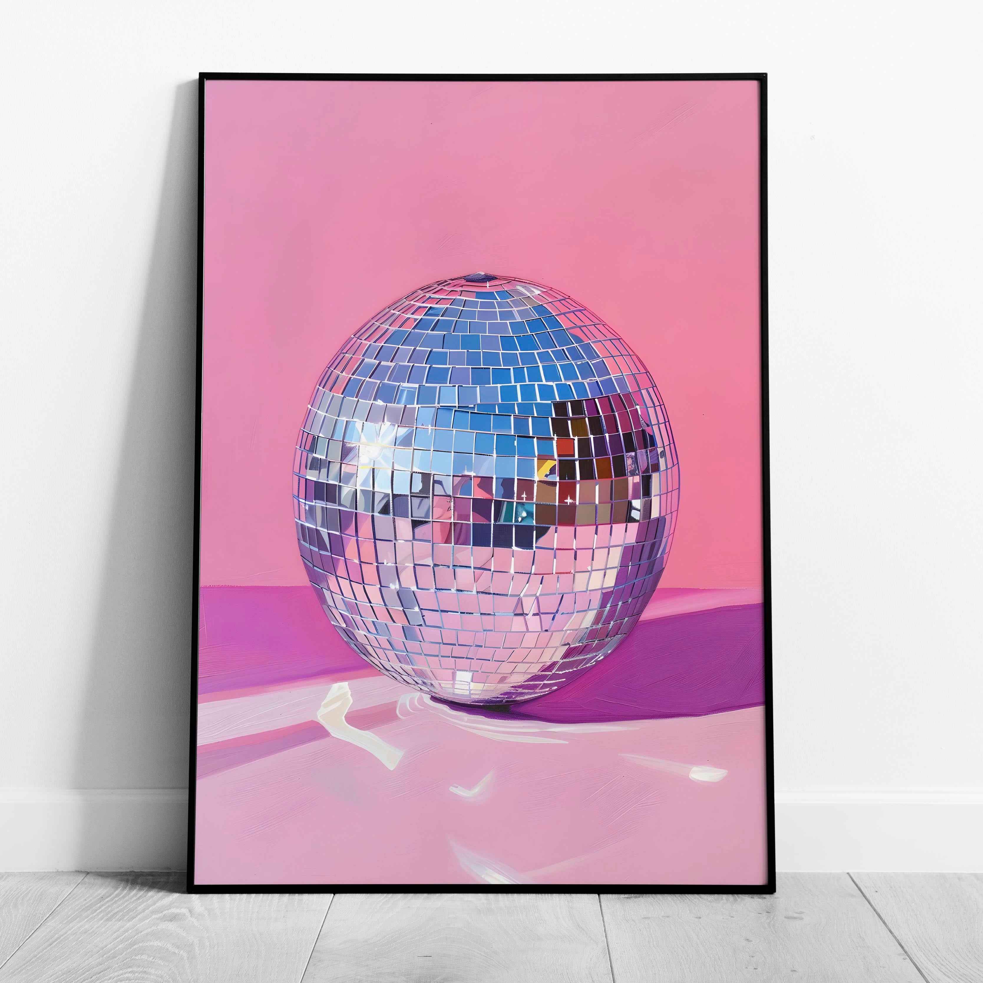 Pink Party Disco Ball Reflections - Rolled Poster Wall Art Print