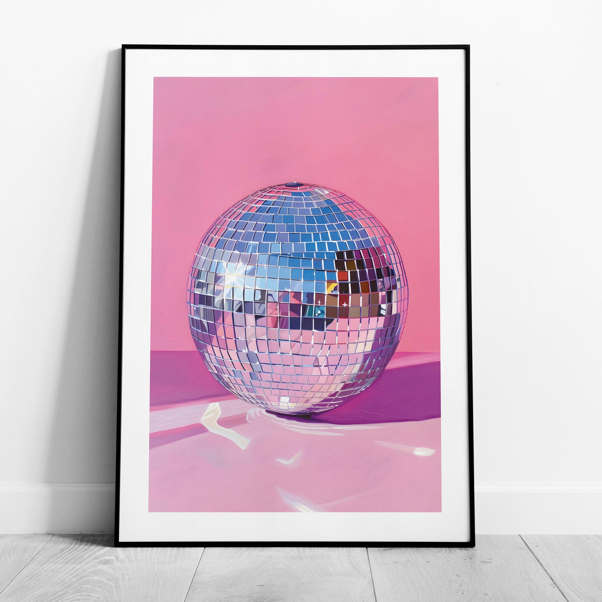 Pink Party Disco Ball Reflections - Rolled Poster Wall Art Print