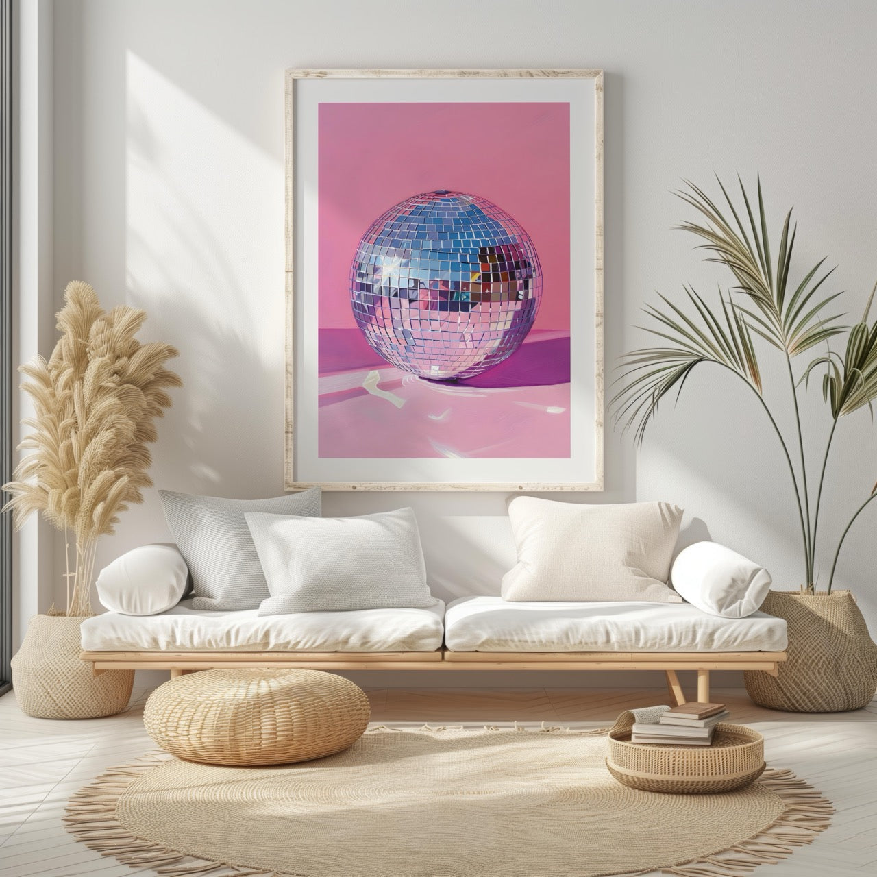 Pink Party Disco Ball Reflections - Rolled Poster Wall Art Print
