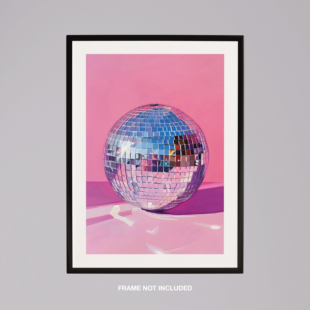 Pink Party Disco Ball Reflections - Rolled Poster Wall Art Print