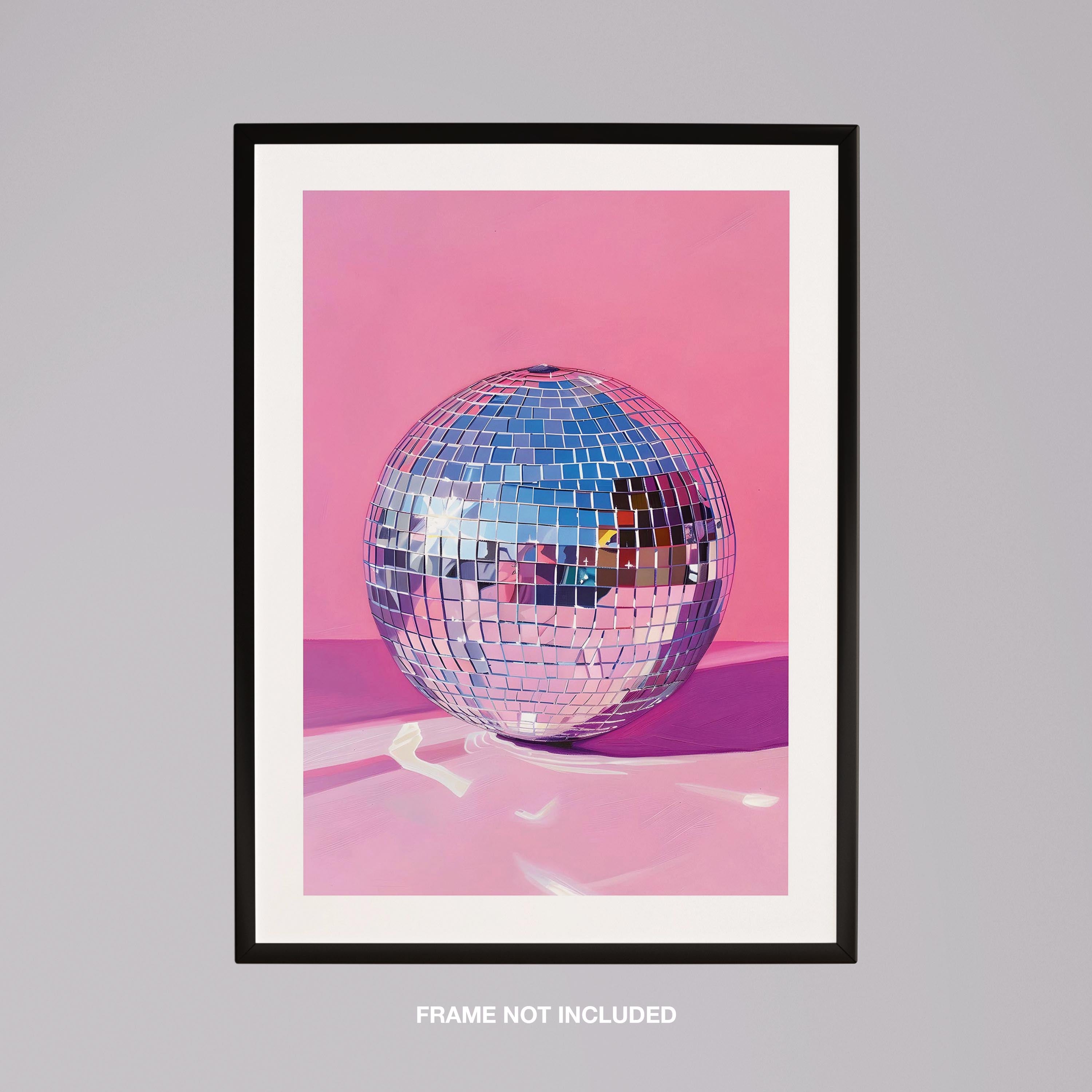 Pink Party Disco Ball Reflections - Rolled Poster Wall Art Print